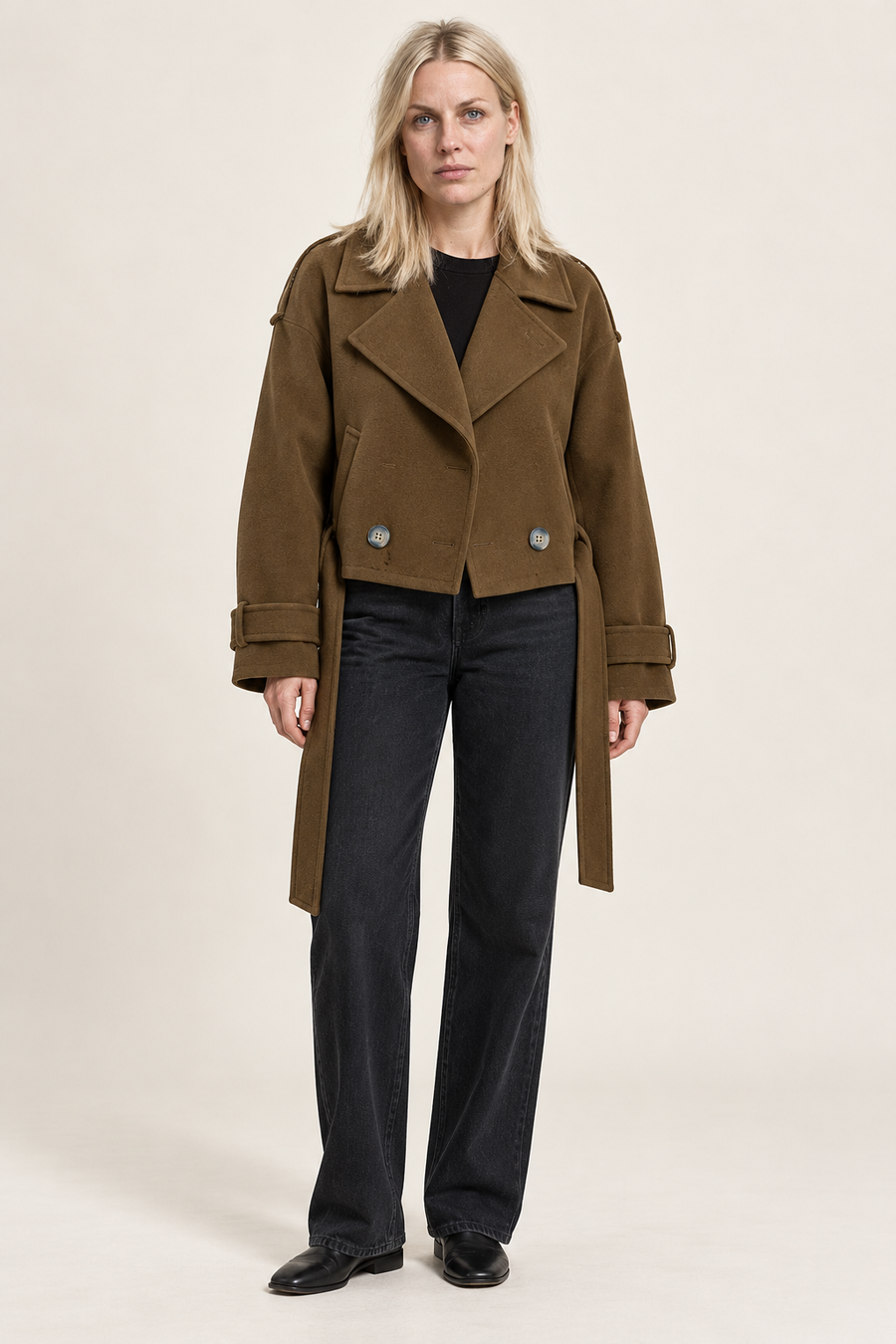 Carys | Belted Cropped Pea Coat