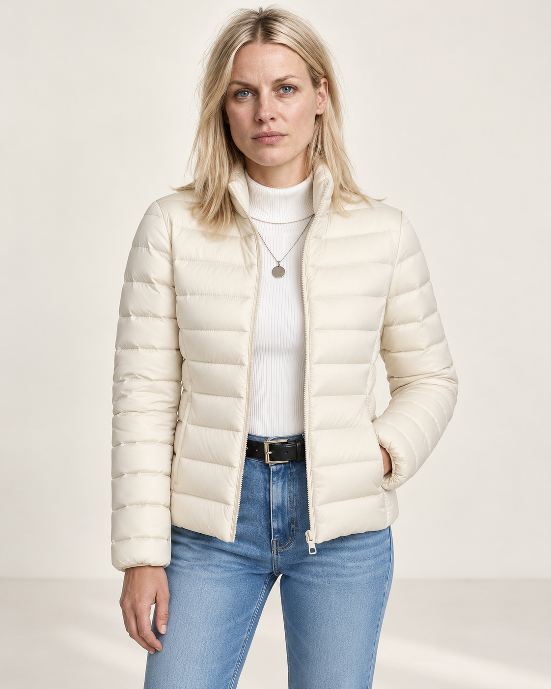 Kirsi | Stand-Collar Channel-Quilted Zip-Up Puffer Jacket