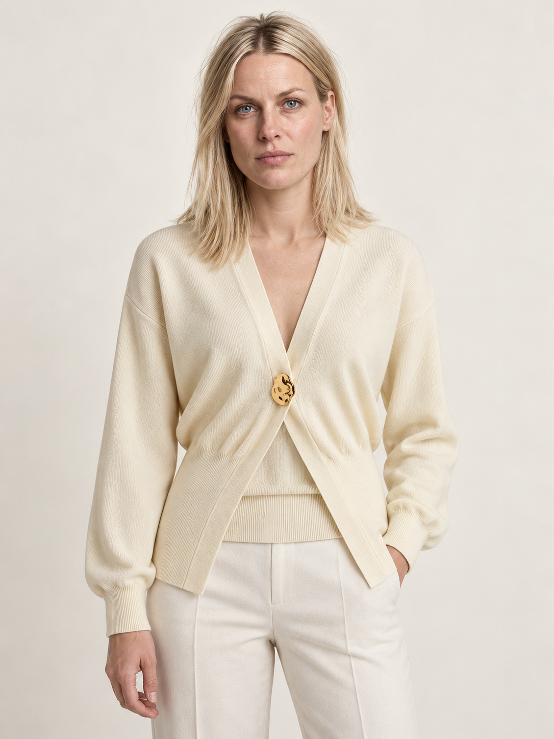 Gabrielle | Draped Single-Button Cardigan