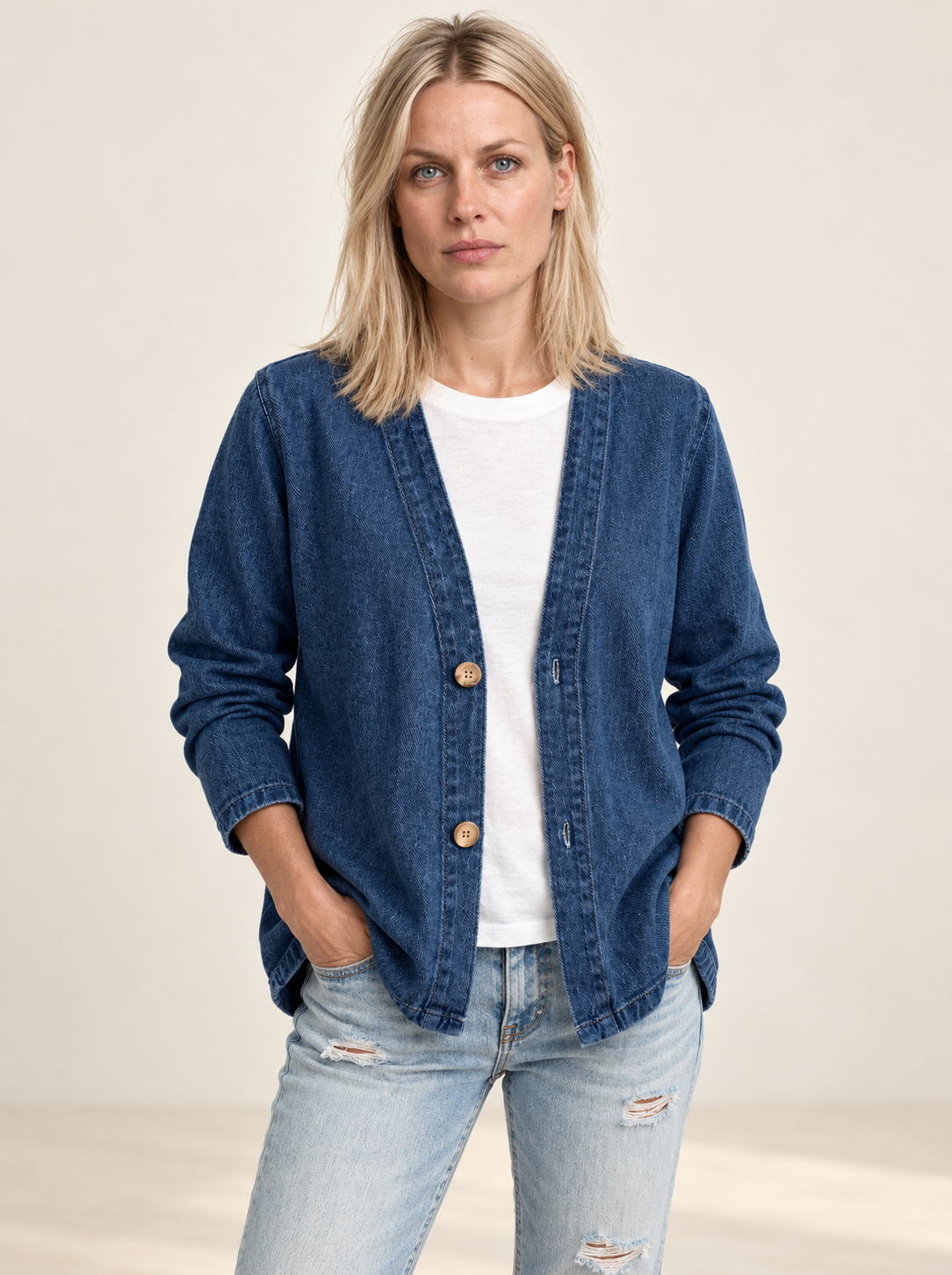 Fionnuala | Denim Button-Down Cardigan