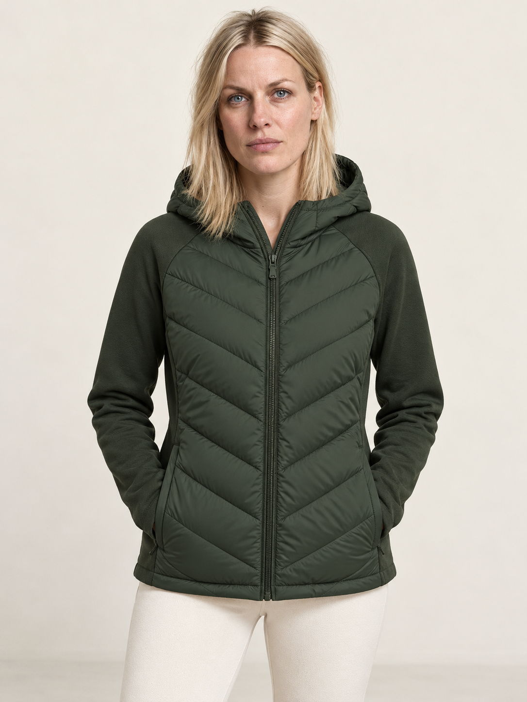 Jasna | Hooded Chevron-Quilted Hybrid Jacket