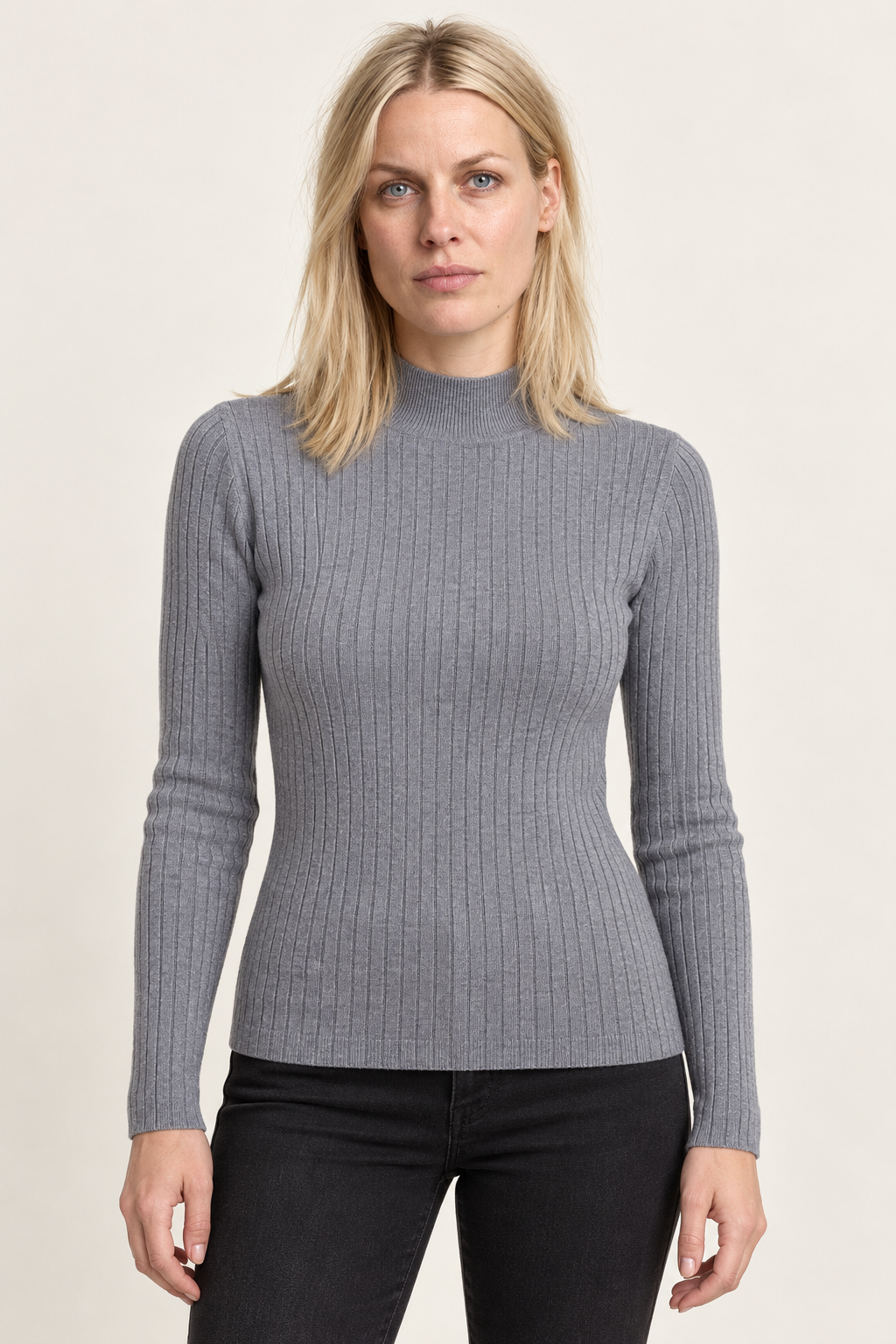 Gretchen | Slim-Fit Mock Neck Knit Top