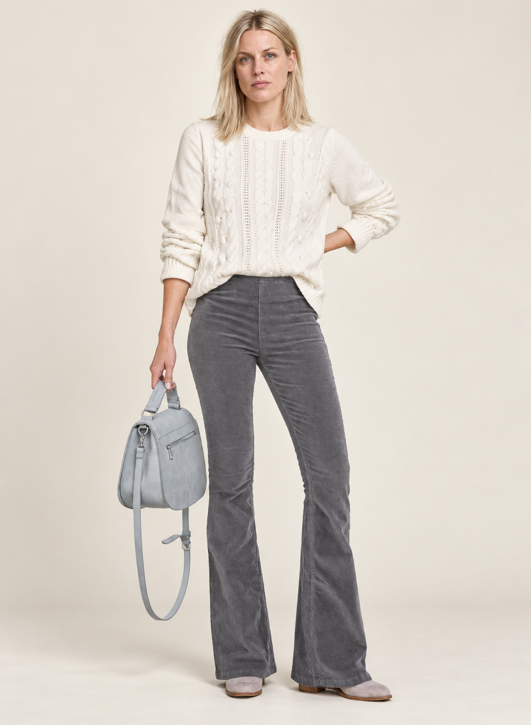 Ninon | High-Waisted Pull-On Corduroy Flare Pants