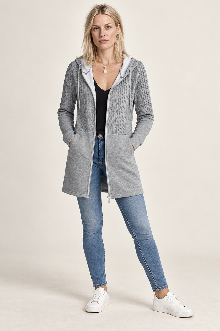 Blodwen | Hooded Zip Longline Cardigan