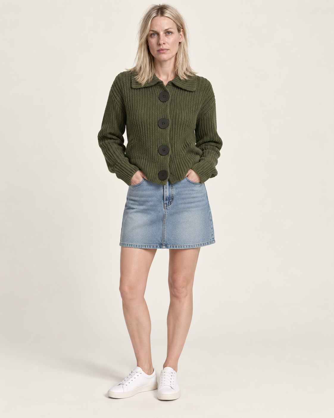 Geraldine | Chunky Ribbed Collared Cardigan