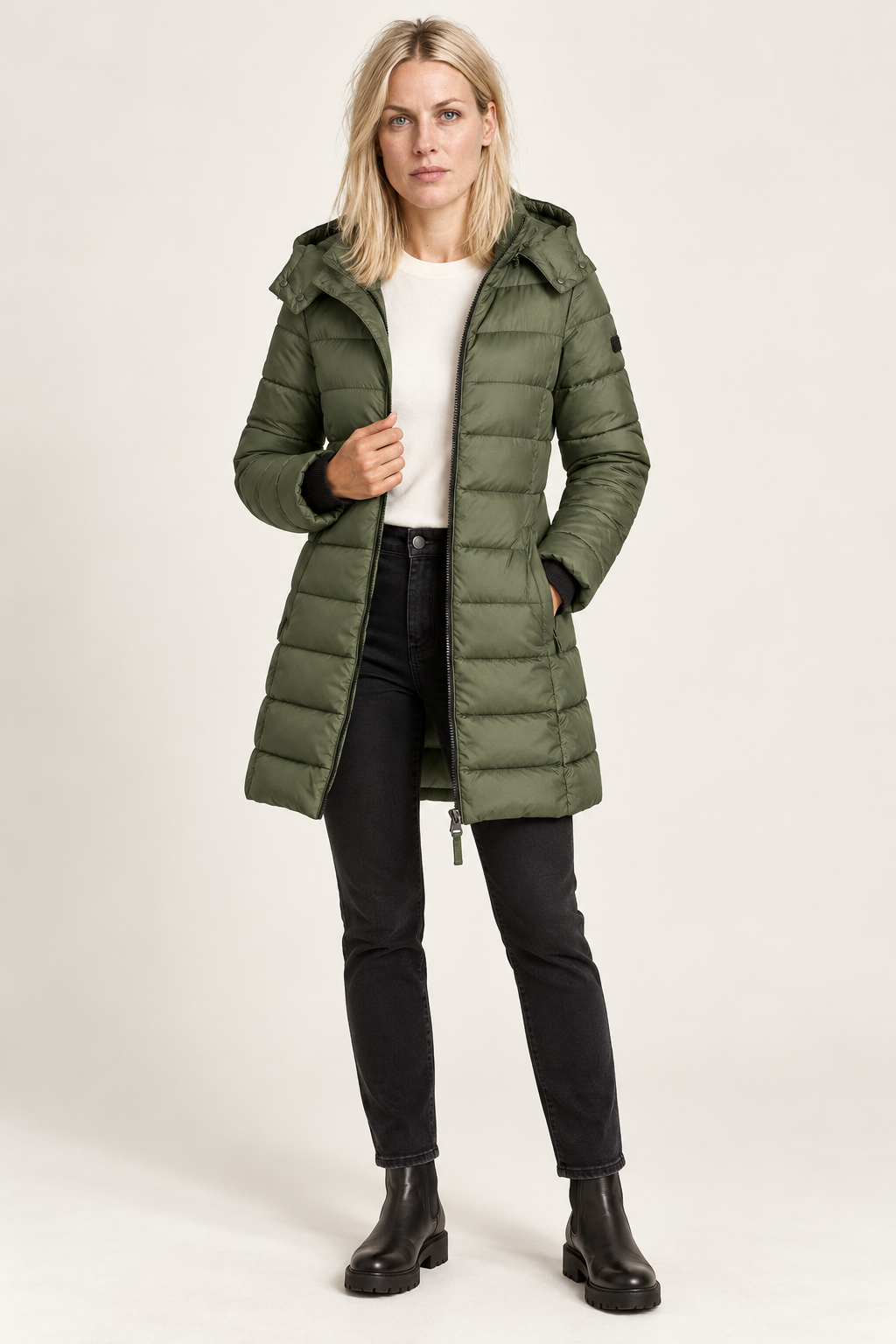 Kalina | Hooded Channel-Quilted Mid-Thigh Puffer Jacket