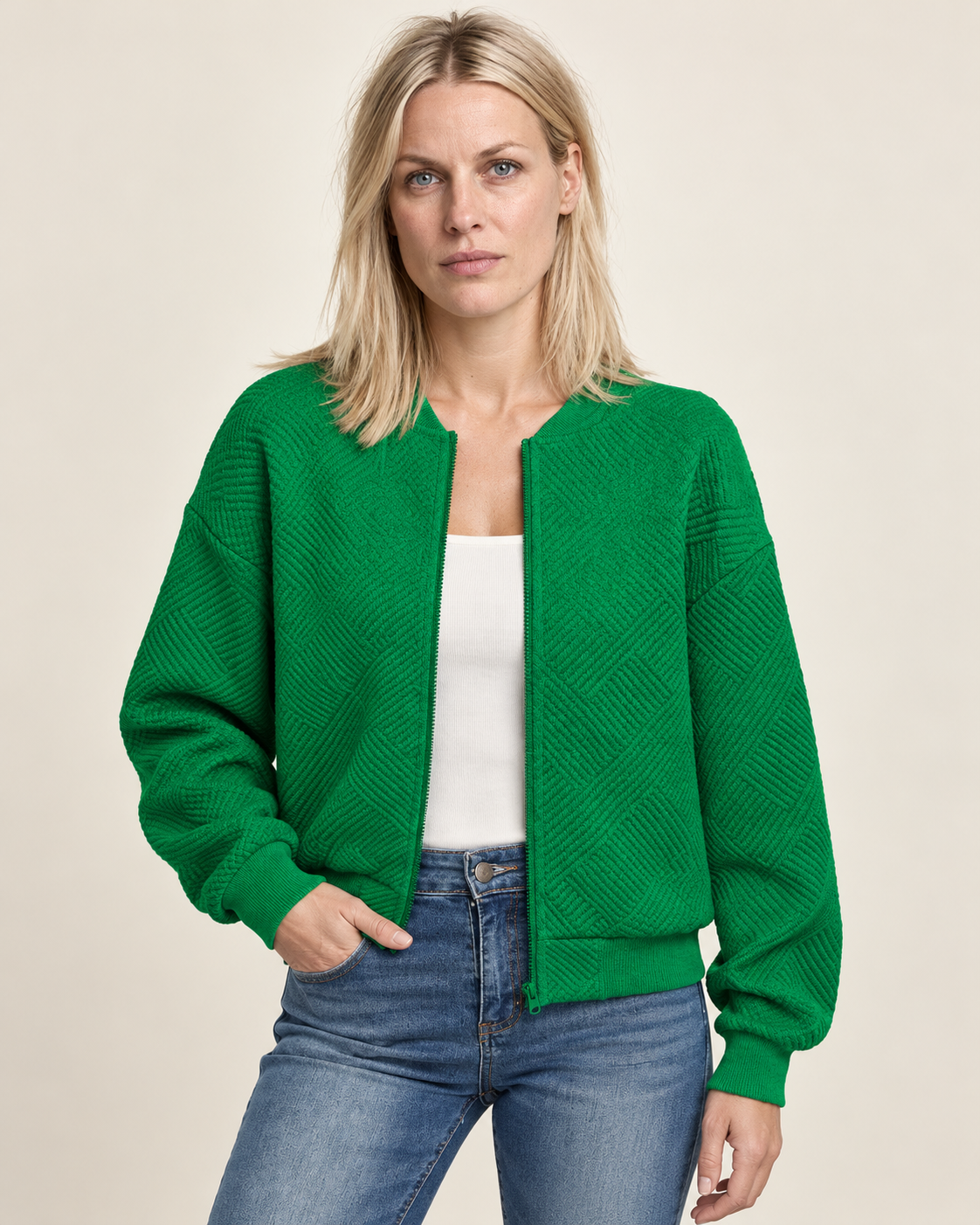 Florence | Textured Zip-Up Bomber Jacket