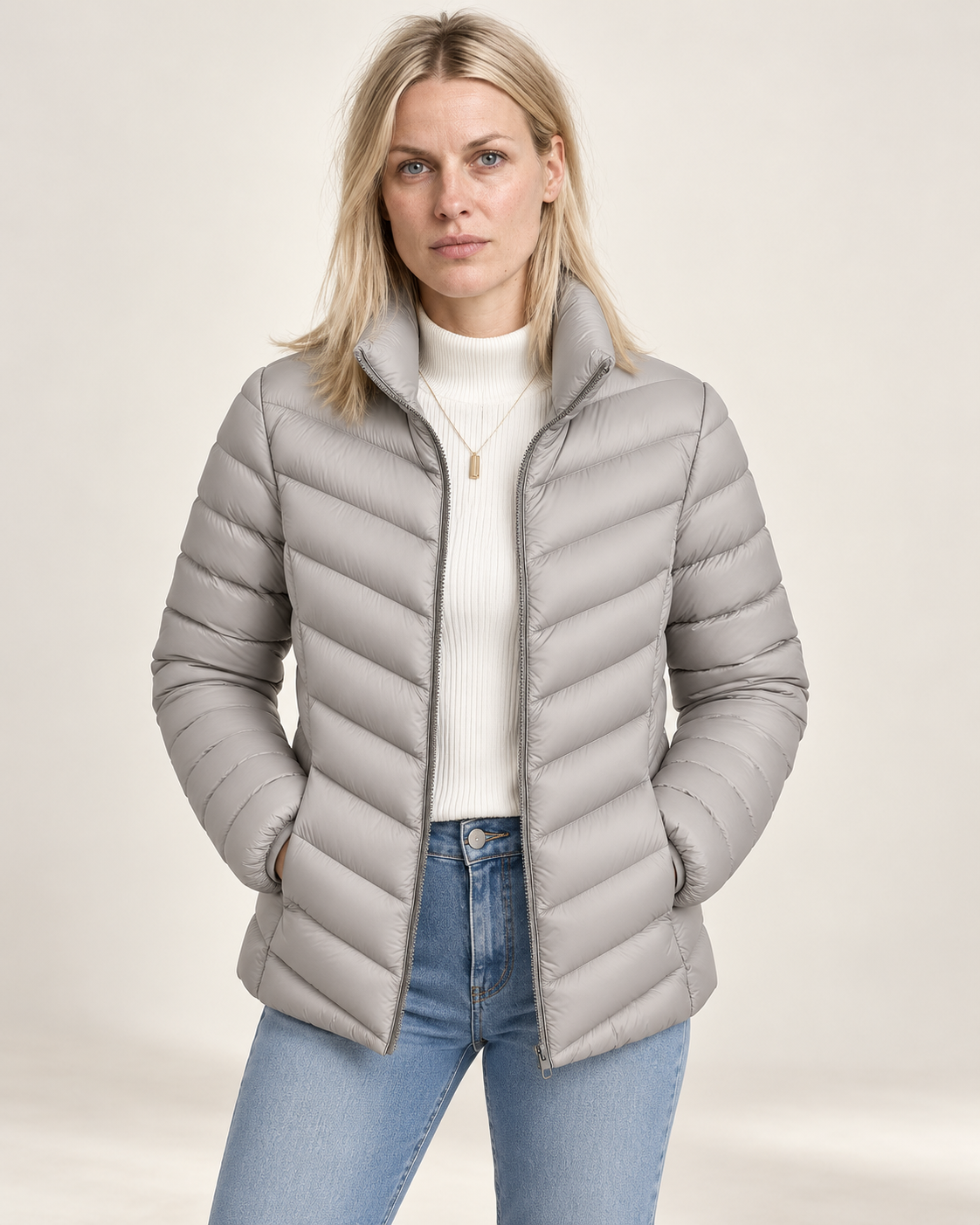 Kirsi | Stand-Collar Channel-Quilted Zip-Up Puffer Jacket