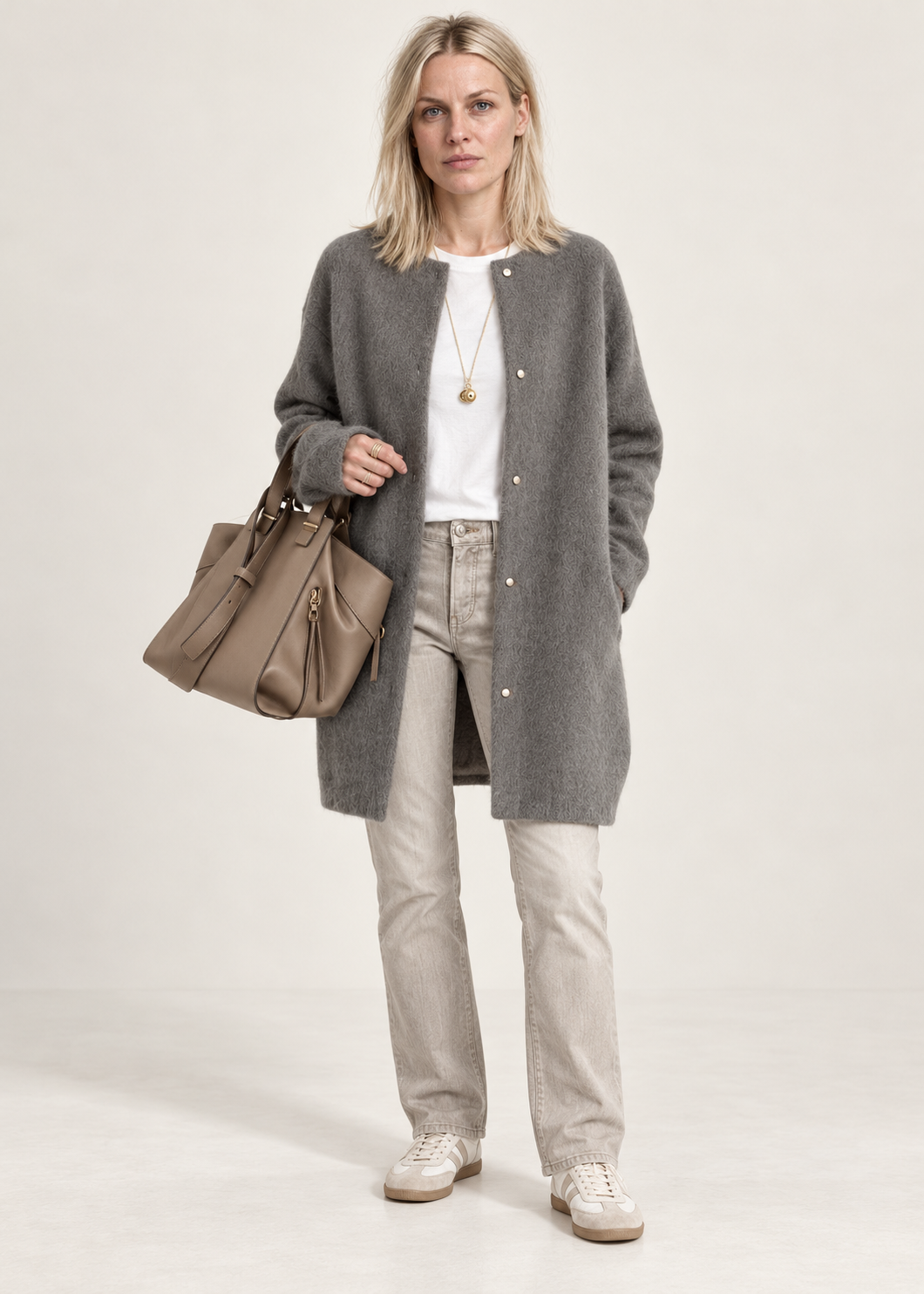 Liesel | Brushed Collarless Longline Cardigan