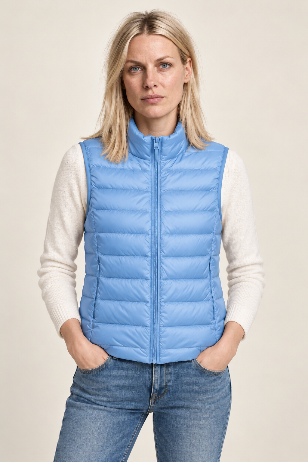 Karla | Stand-Collar Channel-Quilted Puffer Vest