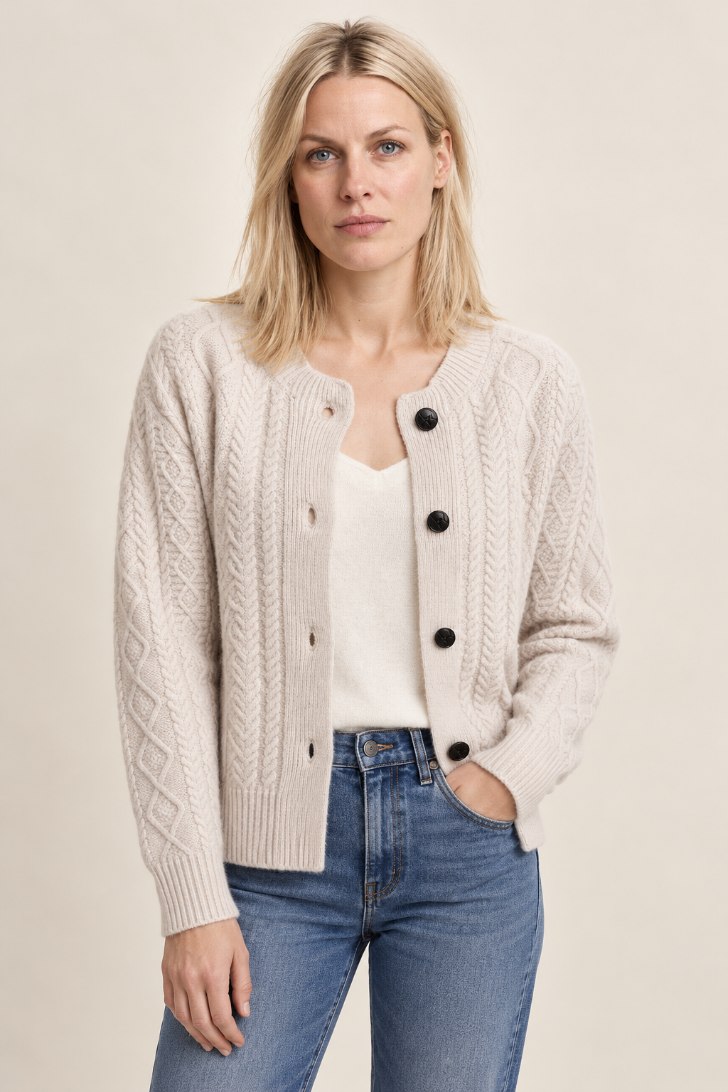 Felicity | Cable-Knit Button Cardigan