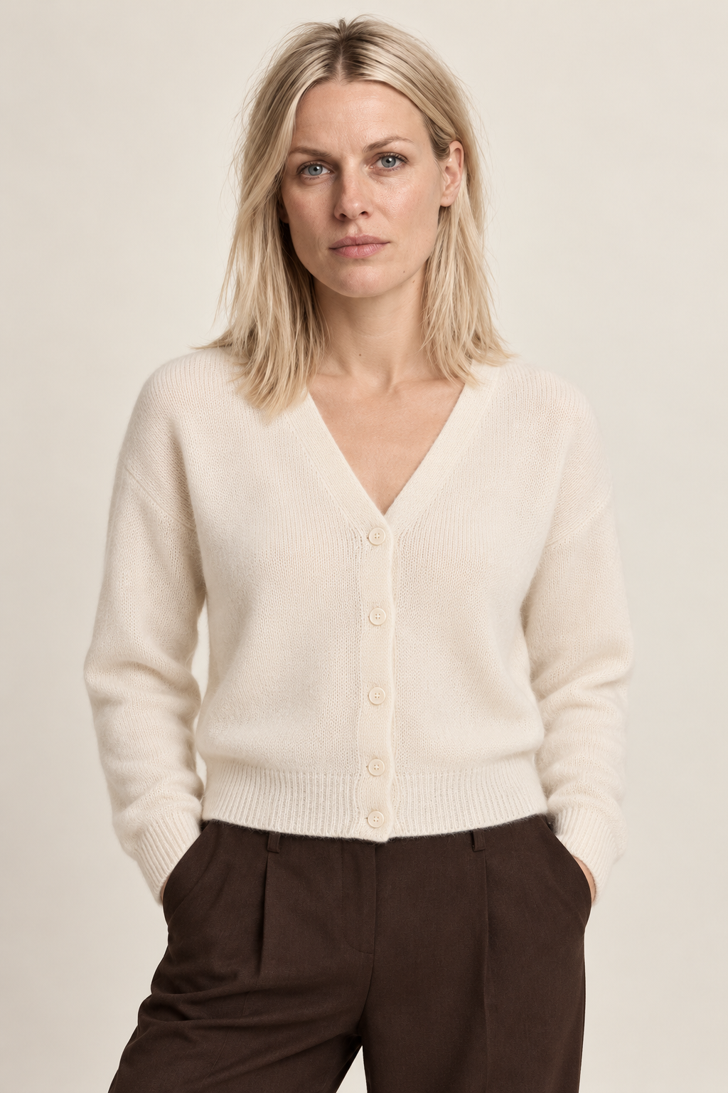 Ilse | Brushed V-Neck Button Cardigan