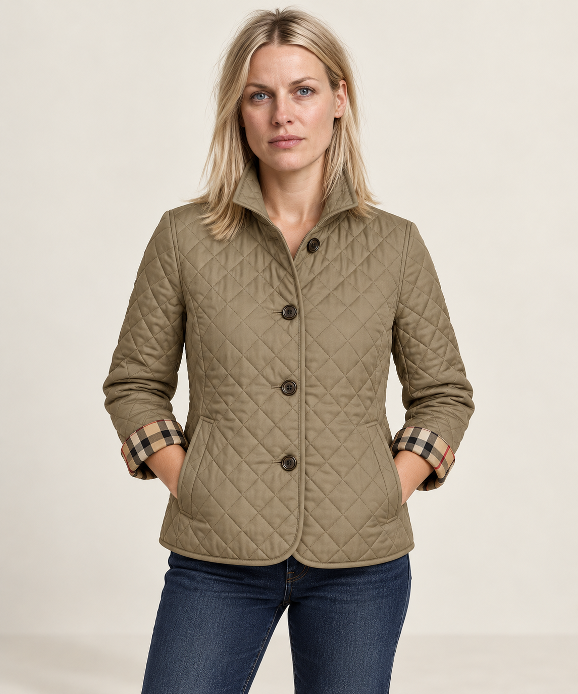 Jelena | Diamond-Quilted Button-Front Jacket