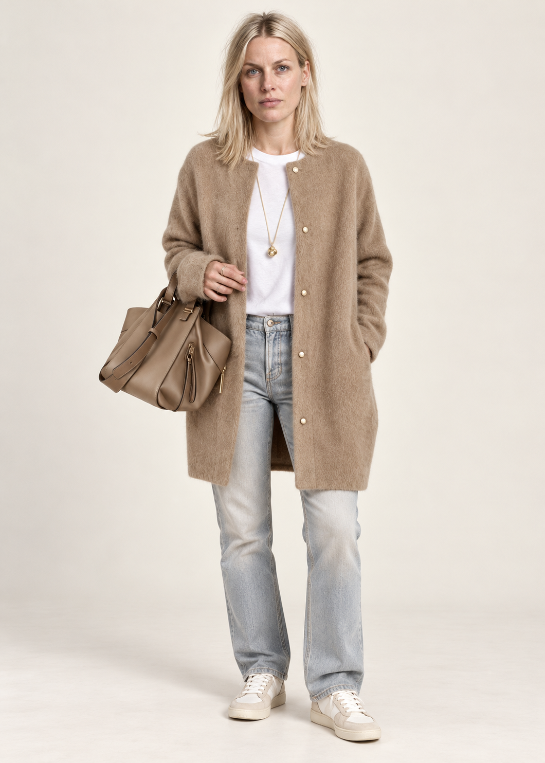 Liesel | Brushed Collarless Longline Cardigan