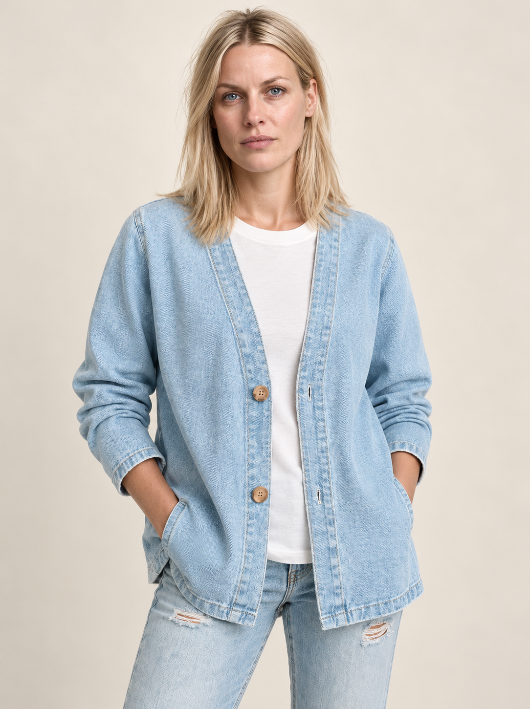 Fionnuala | Denim Button-Down Cardigan