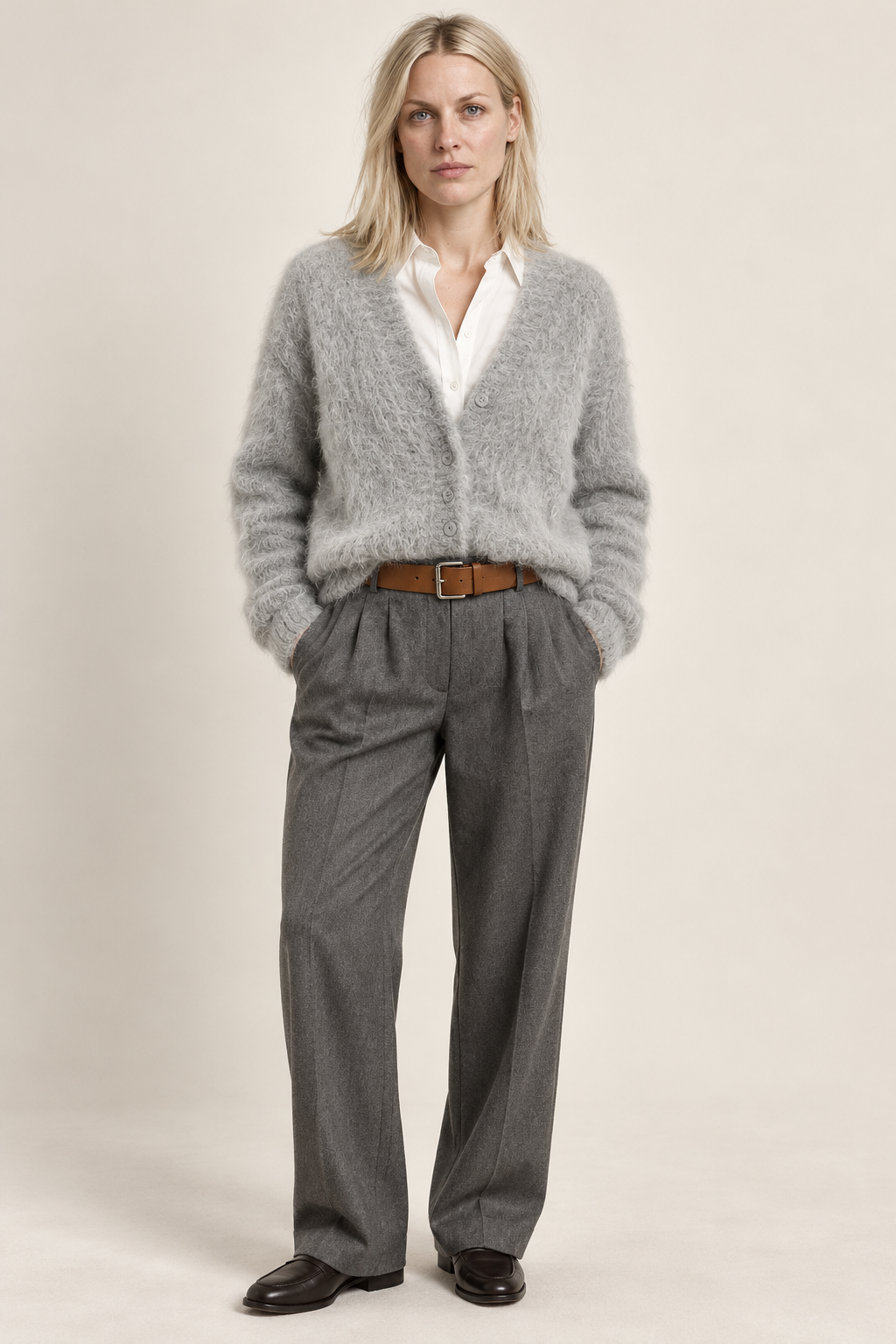 Ernestine | Fluffy V-Neck Button Cardigan
