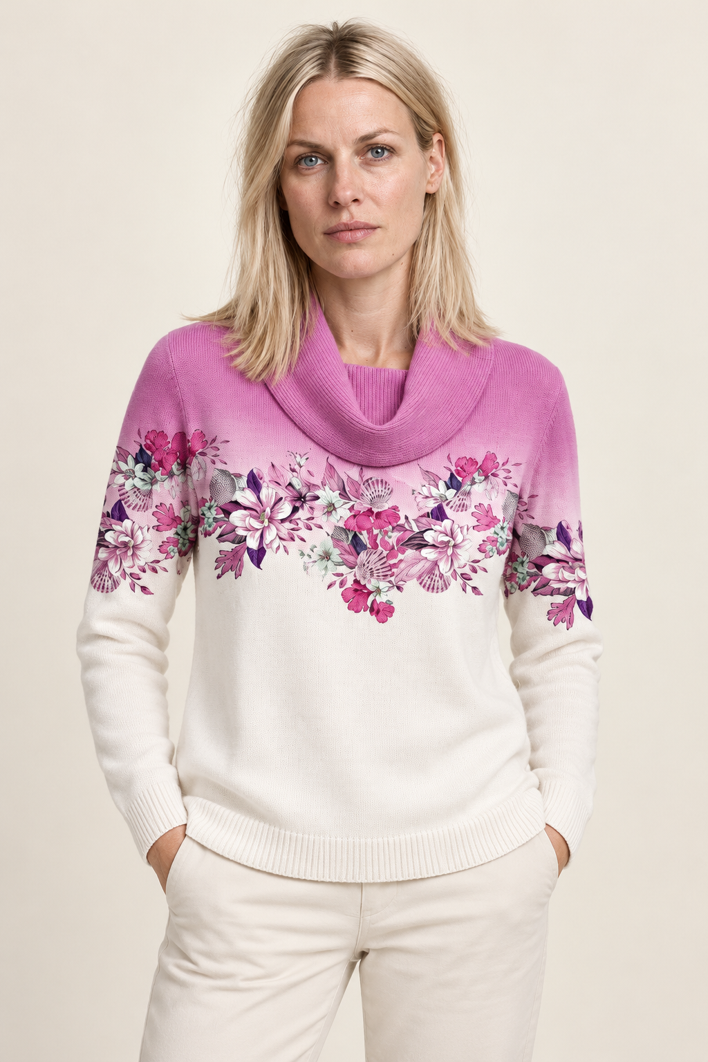 Sabina | Floral Cowl Neck Jumper