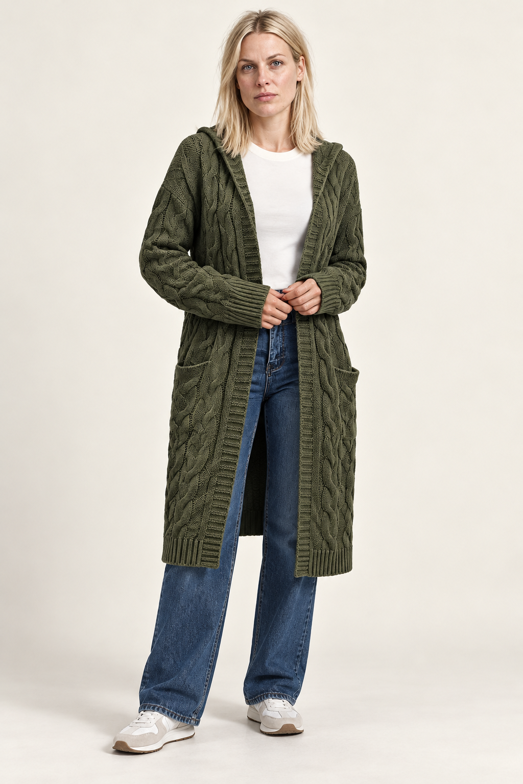Honor | Cable-Knit Hooded Longline Cardigan