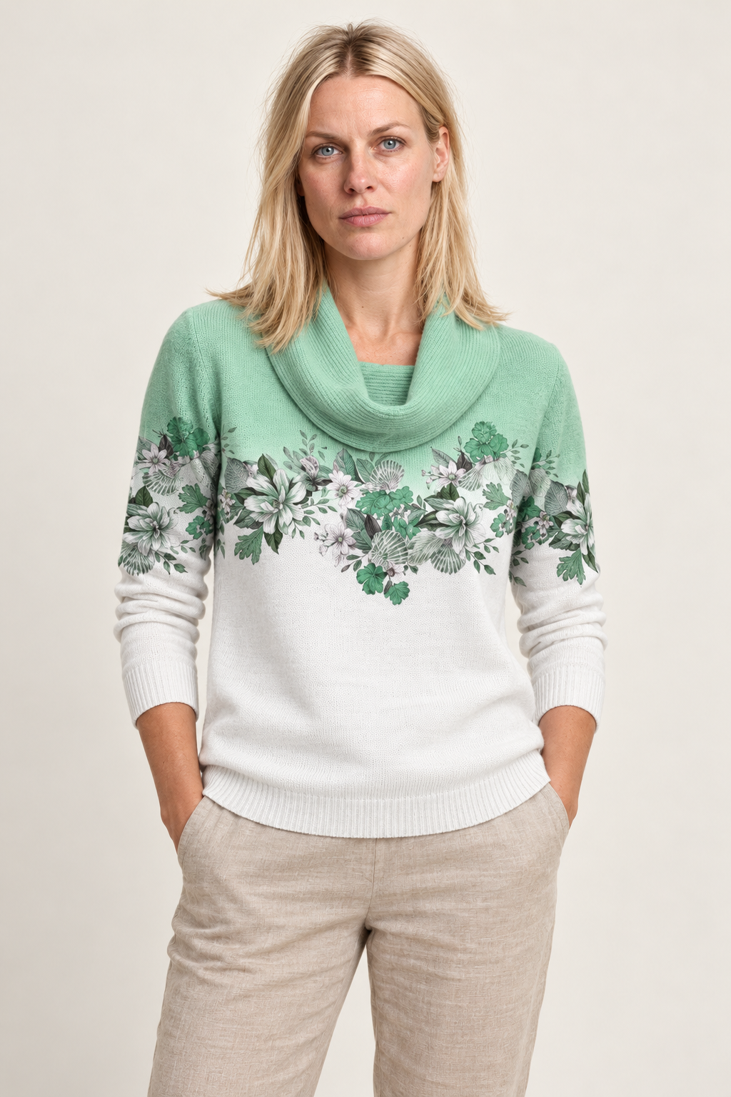 Sabina | Floral Cowl Neck Jumper