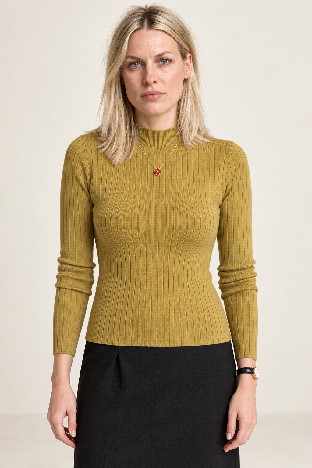 Gretchen | Slim-Fit Mock Neck Knit Top