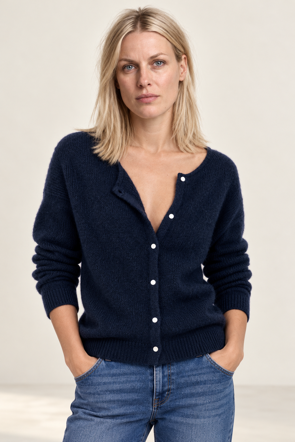 Ilse | Brushed V-Neck Button Cardigan