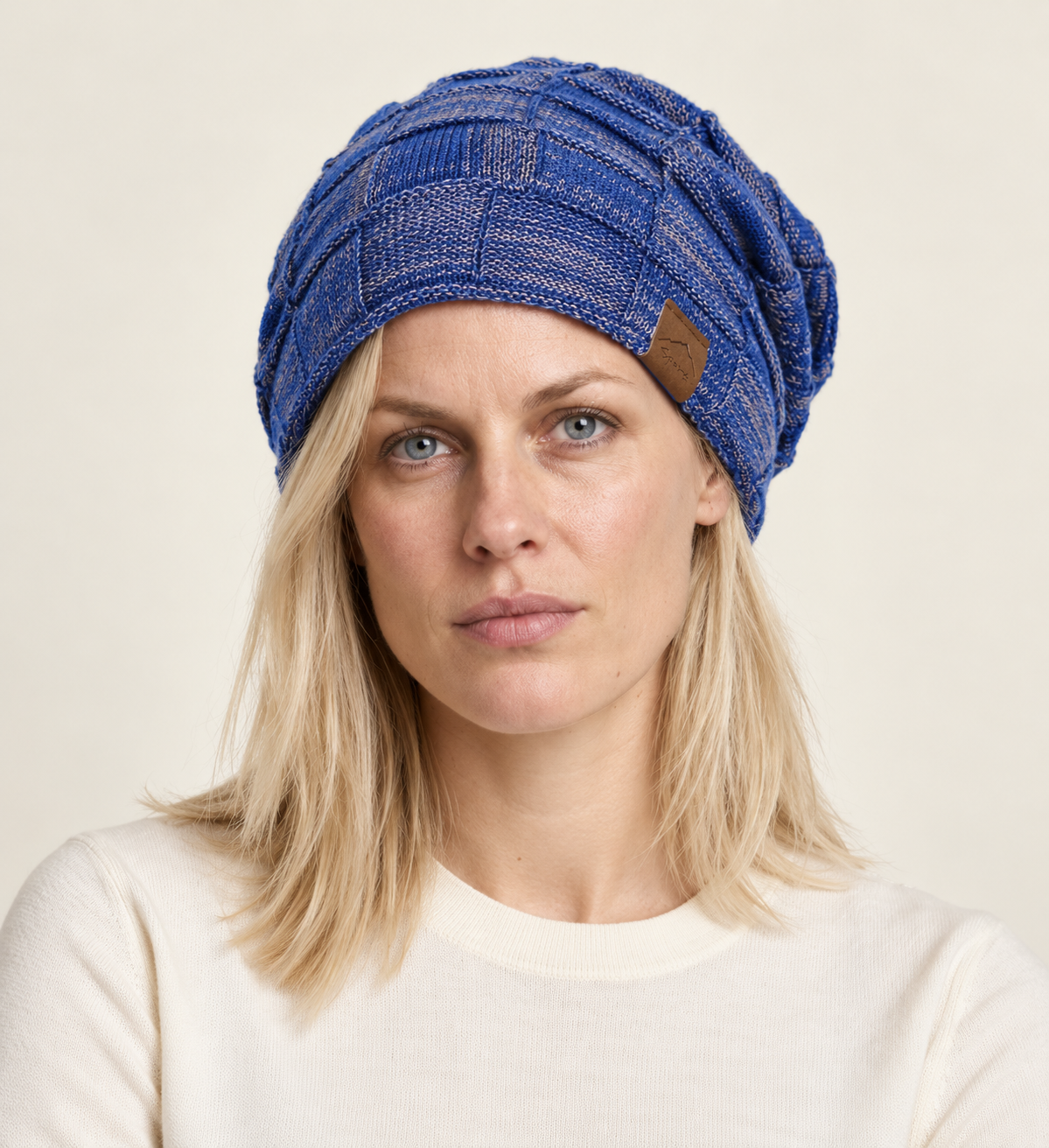 Bina | Slouchy Patchwork-Knit Beanie