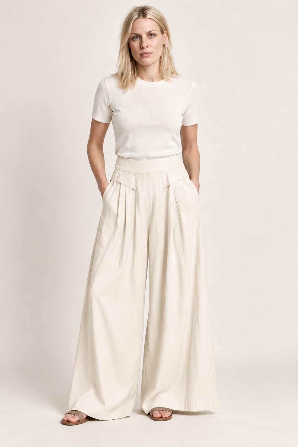Ronja | Pleated Elastic-Back Wide-Leg Palazzo Pants