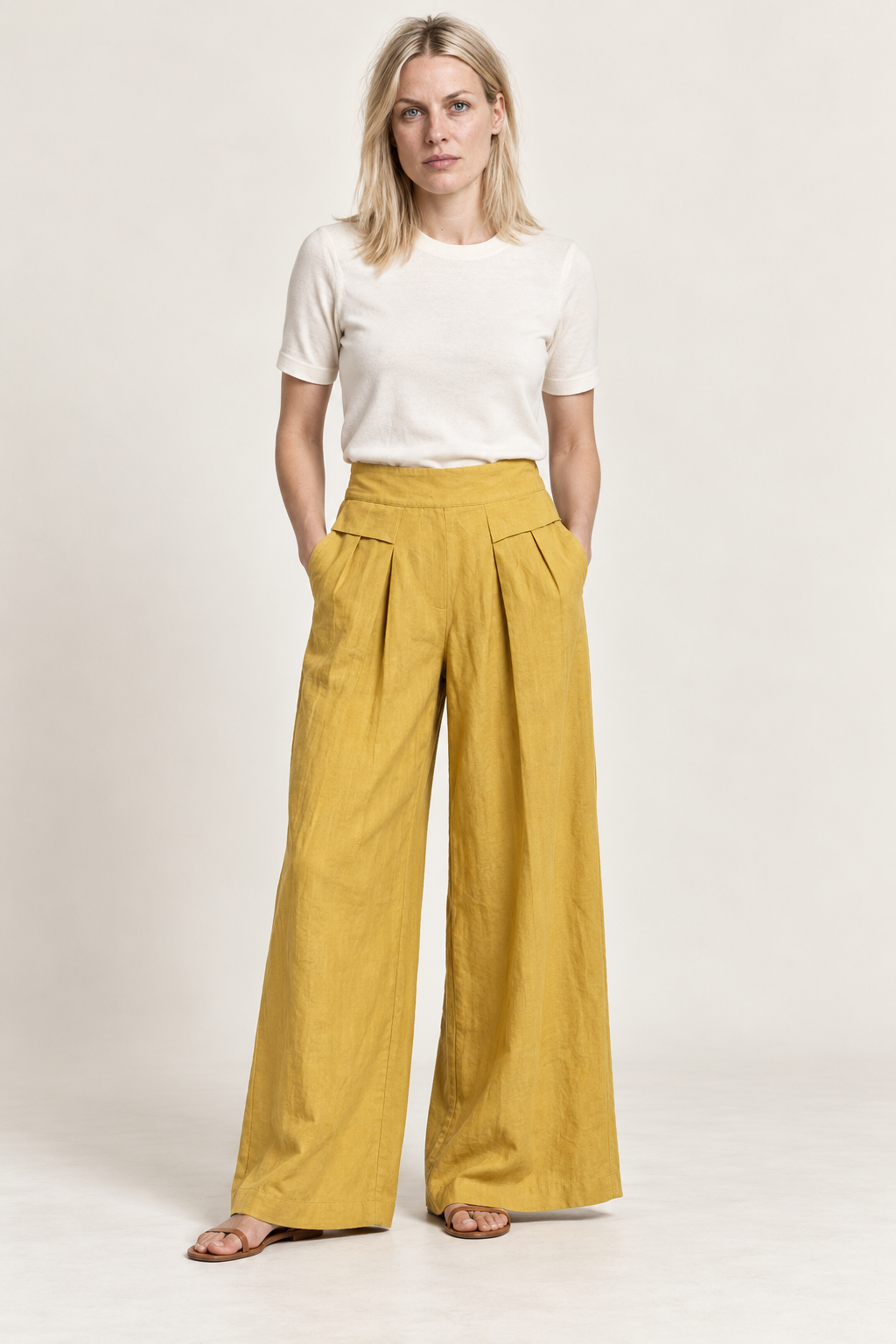 Ronja | Pleated Elastic-Back Wide-Leg Palazzo Pants