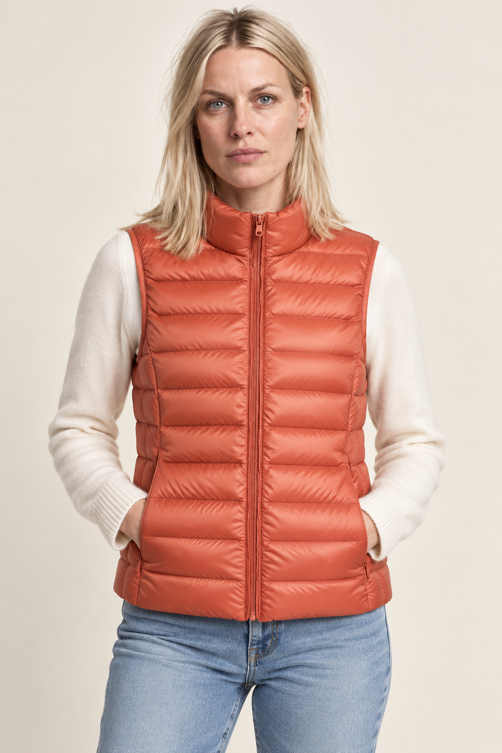 Karla | Stand-Collar Channel-Quilted Puffer Vest