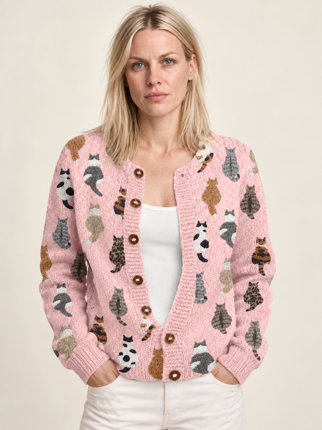 Eulalia | Cat-Motif Button Cardigan