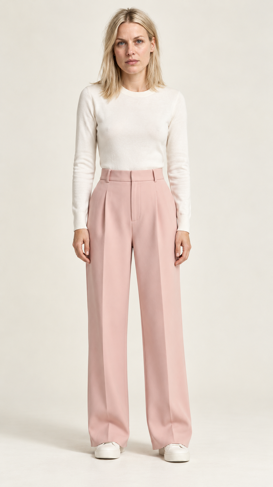 Riikka | High-Waisted Front-Pleat Wide-Leg Trousers