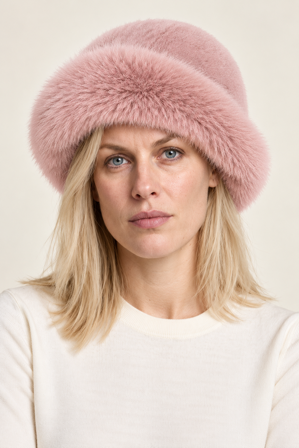 Almira | Plush Faux Fur Rolled-Brim Hat