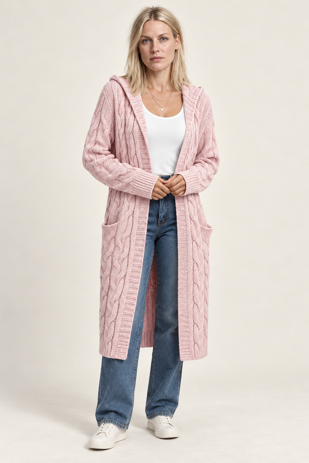 Honor | Cable-Knit Hooded Longline Cardigan