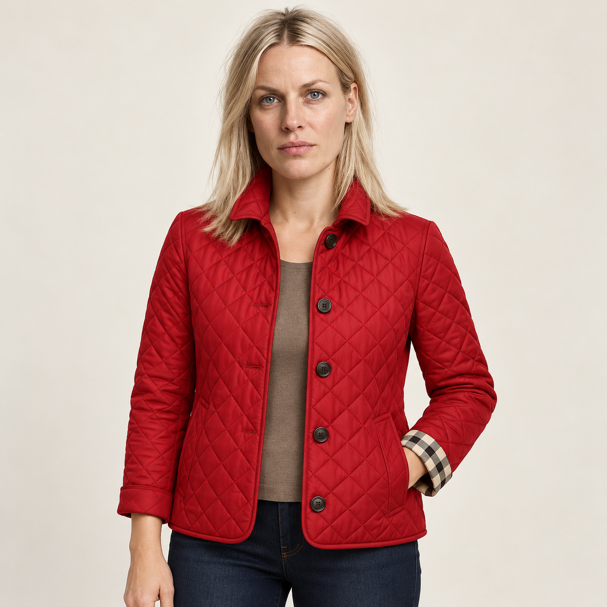Jelena | Diamond-Quilted Button-Front Jacket