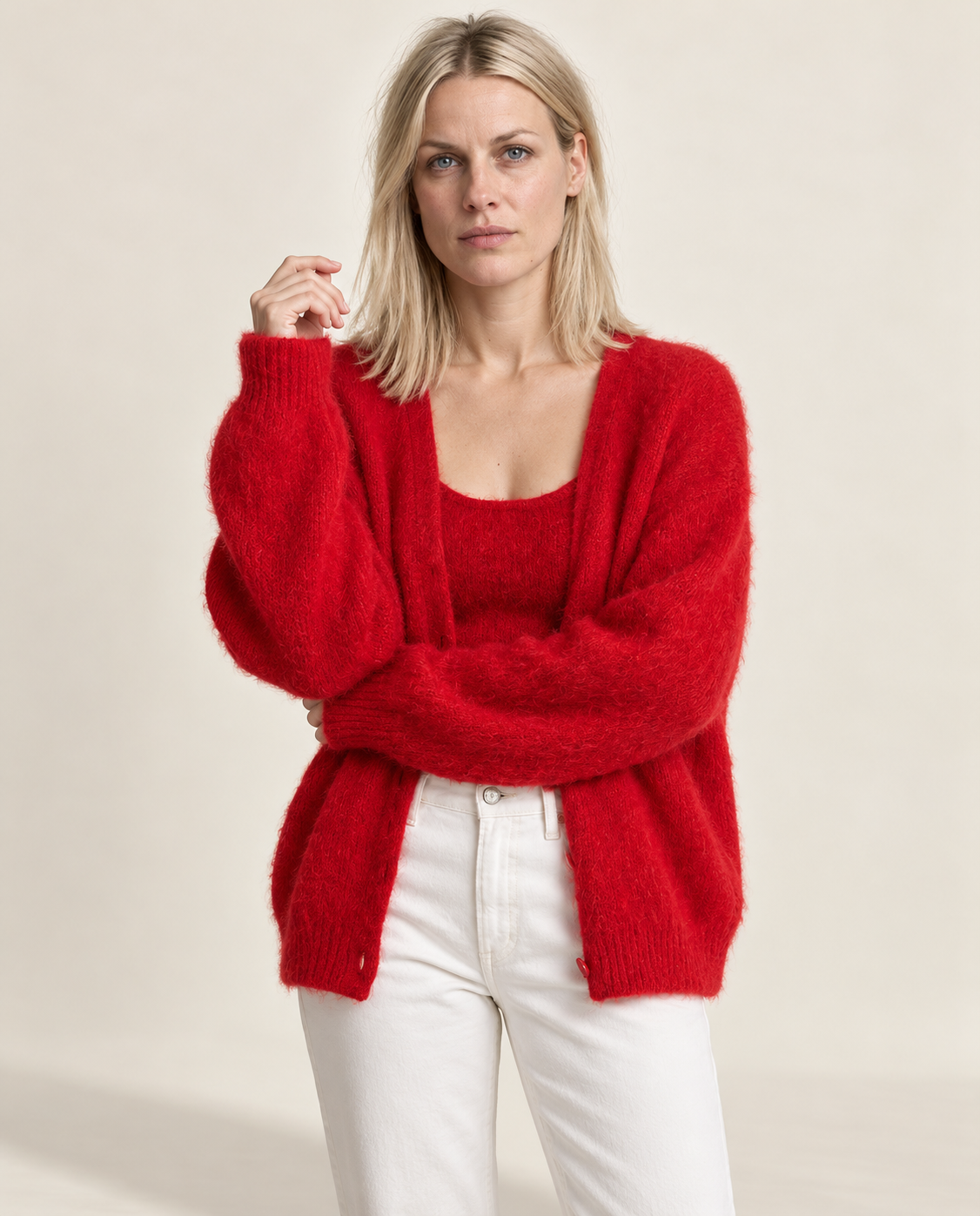 Ernestine | Fluffy V-Neck Button Cardigan