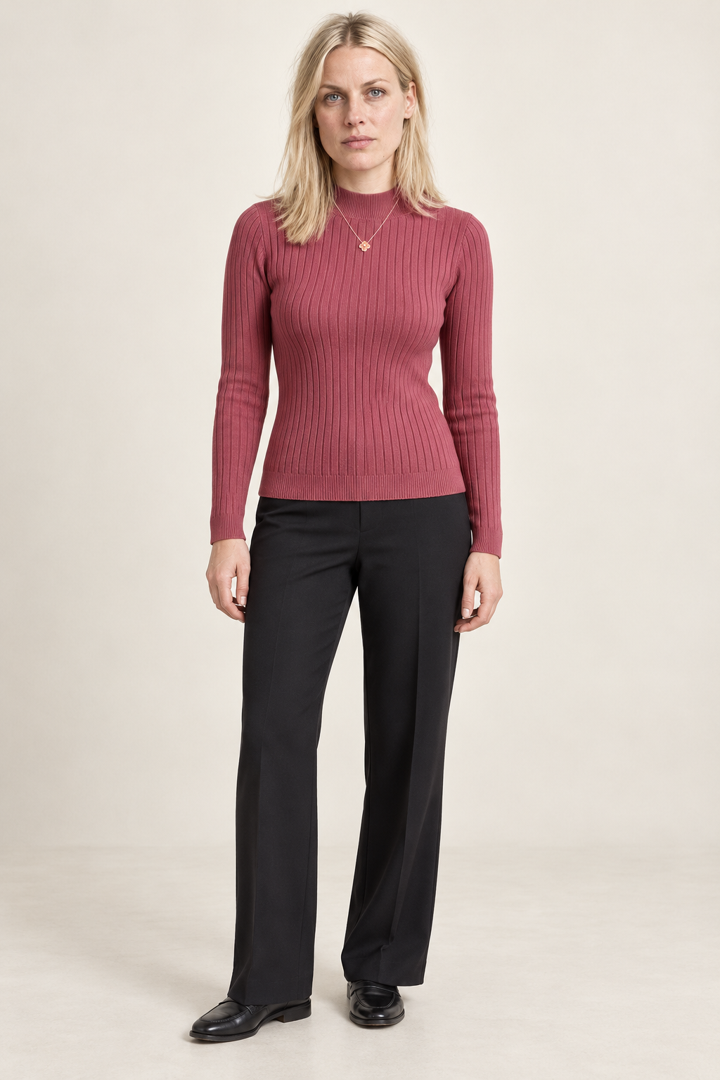 Gretchen | Slim-Fit Mock Neck Knit Top