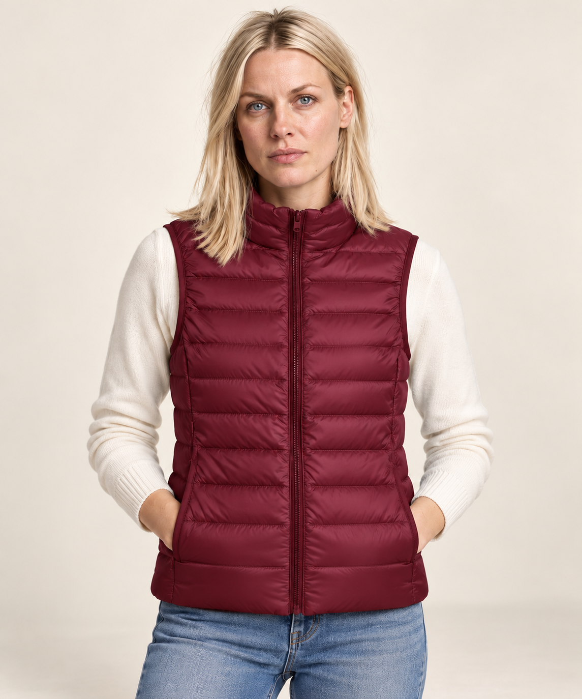 Karla | Stand-Collar Channel-Quilted Puffer Vest
