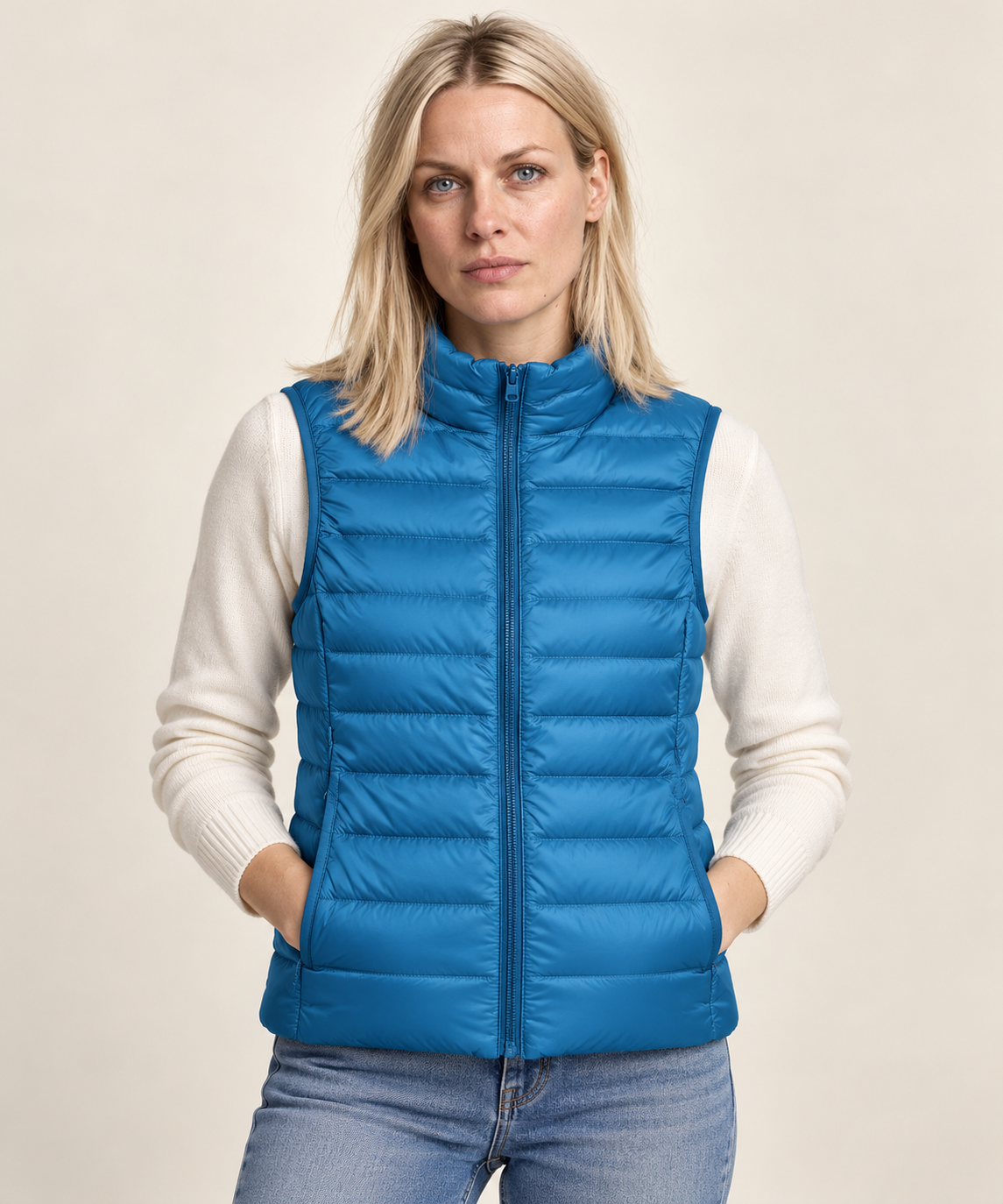 Karla | Stand-Collar Channel-Quilted Puffer Vest