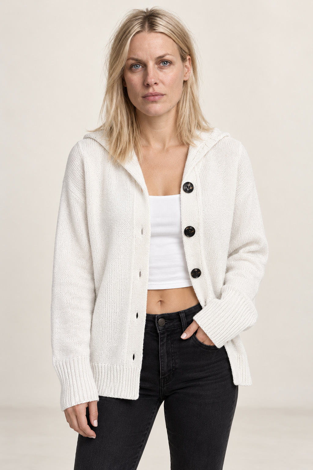 Hyacinth | Hooded Button-Down Cardigan