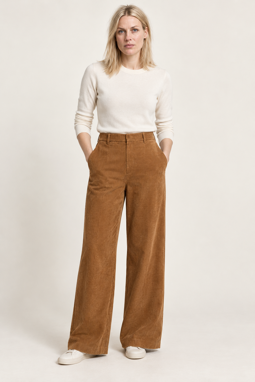 Norah | Button-Front Wide-Leg Corduroy Trousers