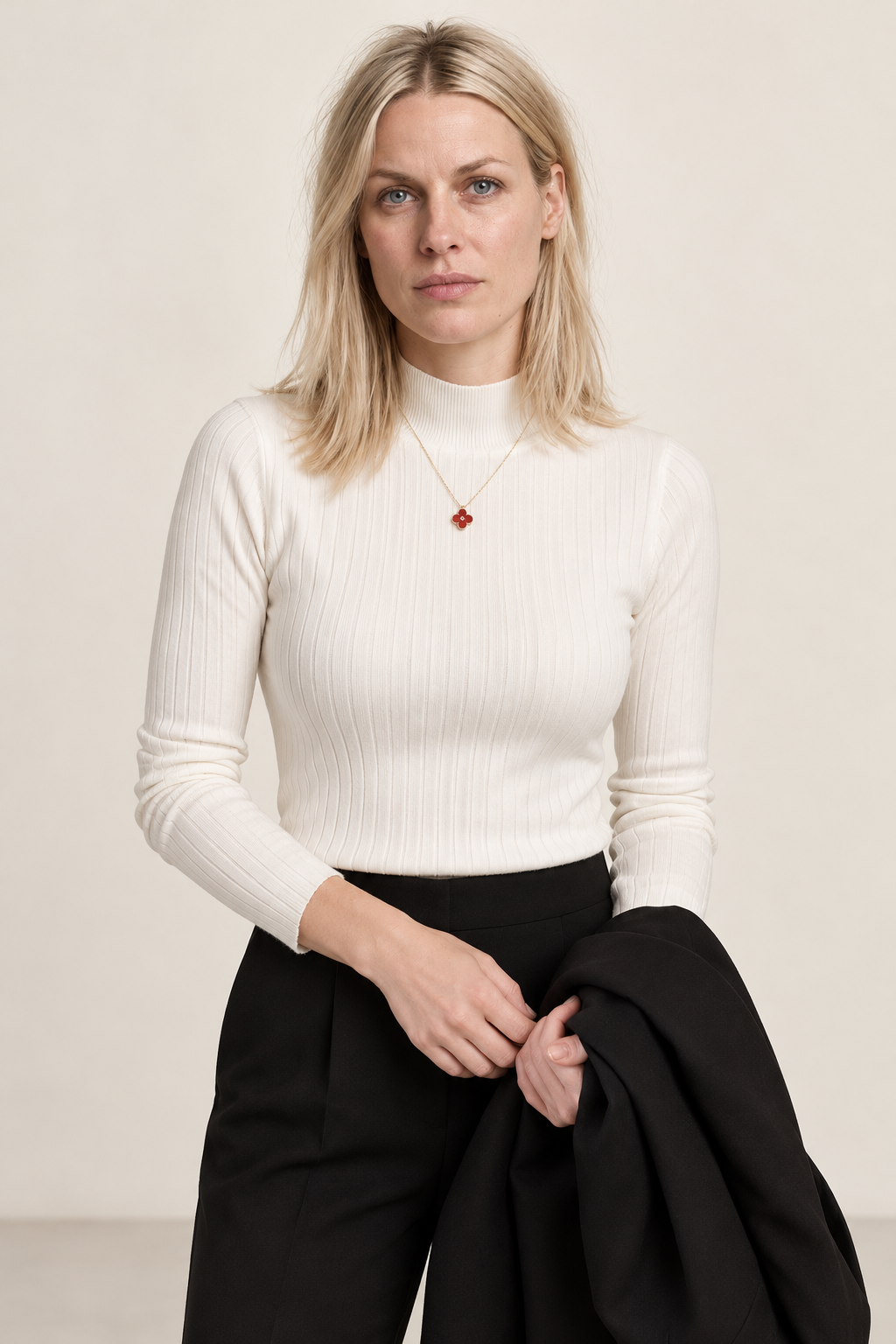 Gretchen | Slim-Fit Mock Neck Knit Top