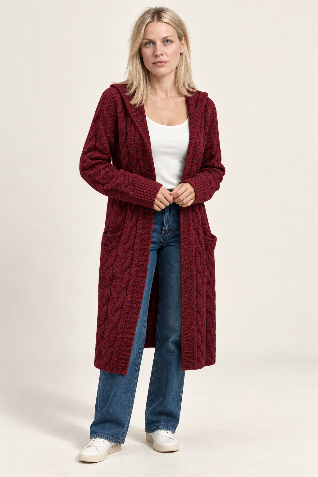 Honor | Cable-Knit Hooded Longline Cardigan