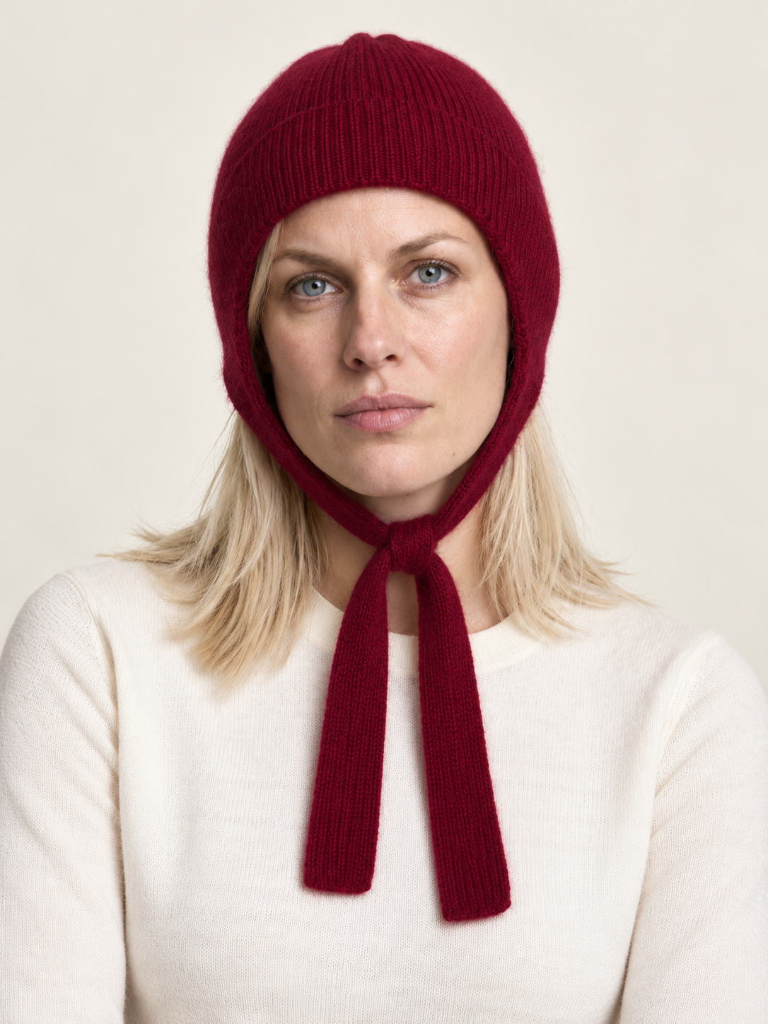 Ariadne | Ribbed Knit Tie-Up Earflap Hat
