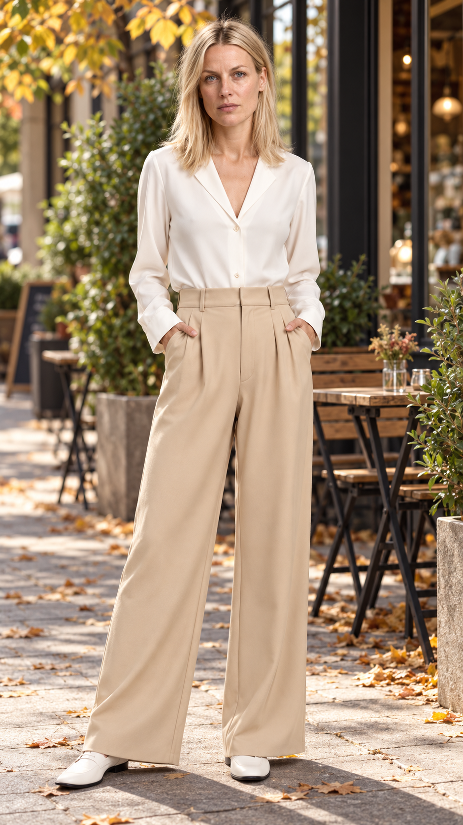 Riikka | High-Waisted Front-Pleat Wide-Leg Trousers