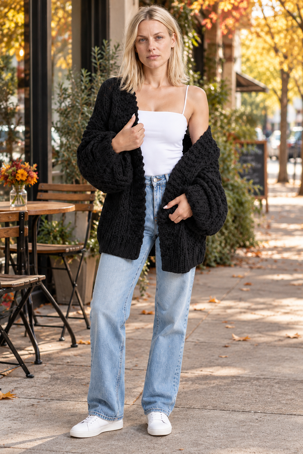 Yvanderliah | Chunky Open-Front Cardigan