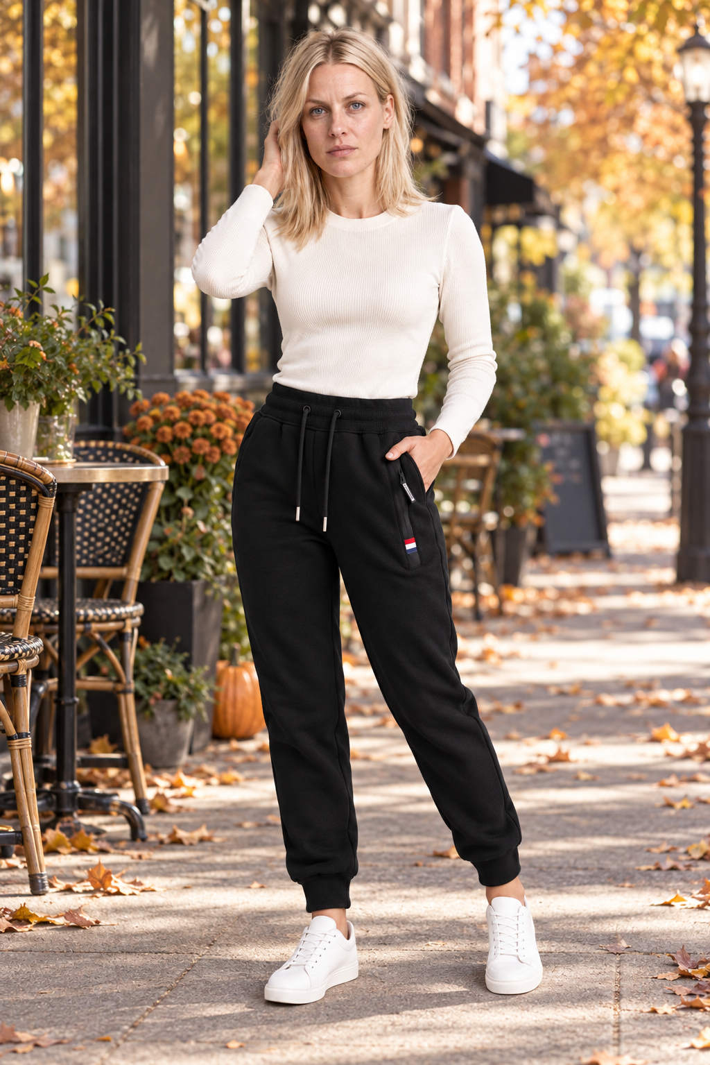 Caia | Fleece-Lined Drawstring Cuffed Jogger Pants