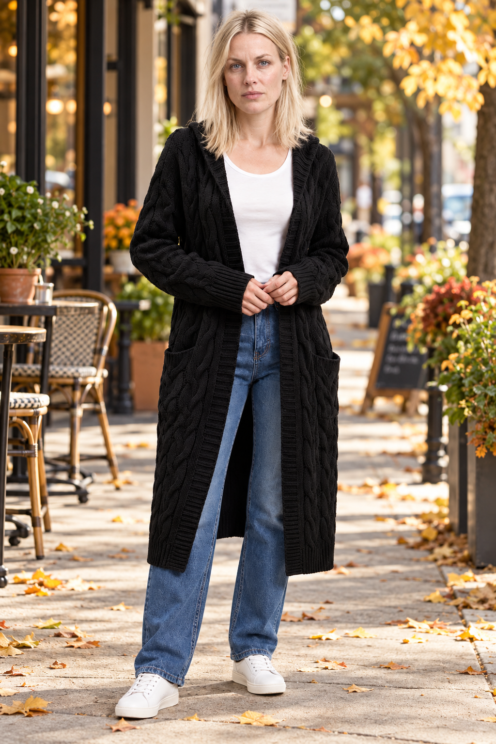 Honor | Cable-Knit Hooded Longline Cardigan