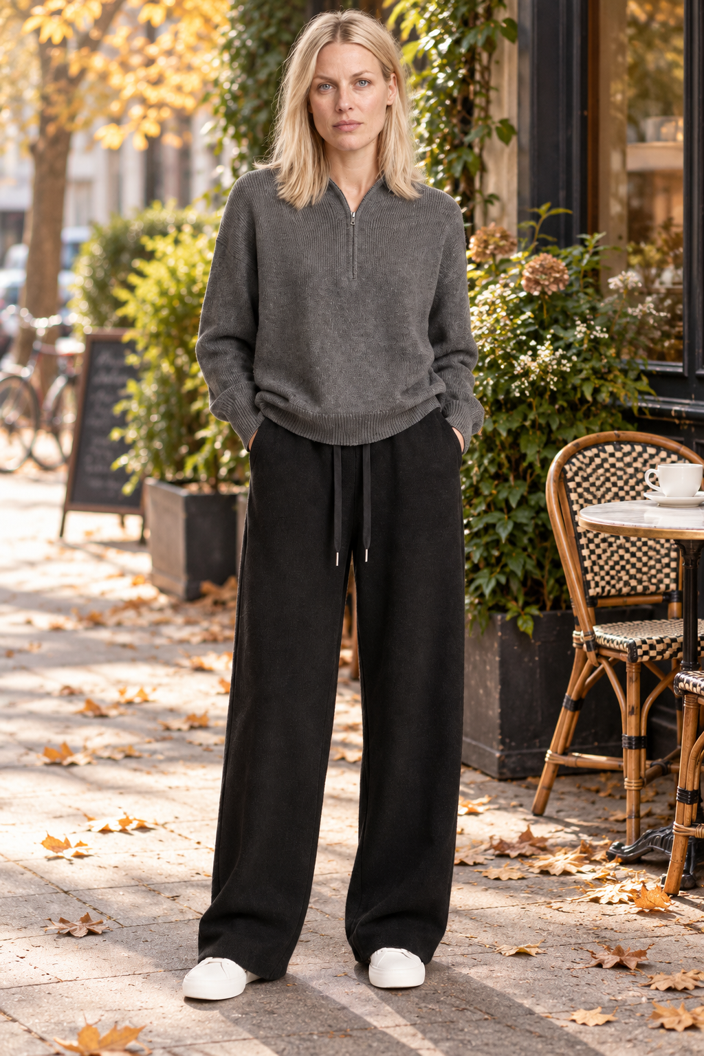 Calida | Fleece-Lined Drawstring Knit Wide-Leg Pants