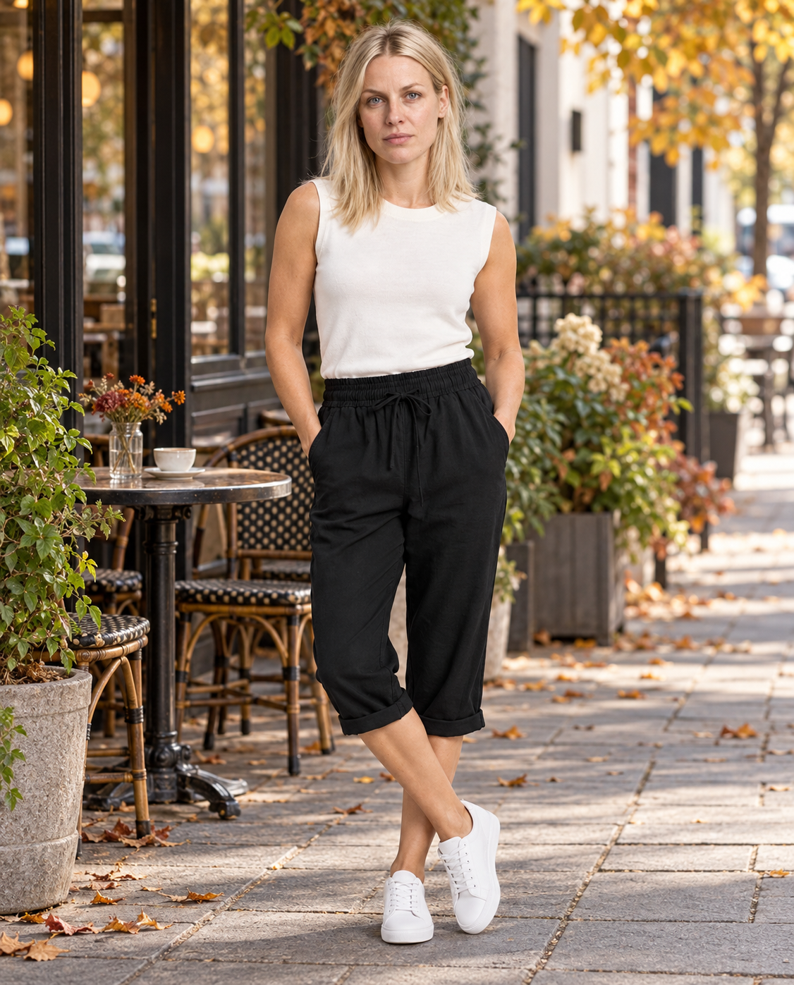 Ruta | Drawstring Rolled-Cuff Cropped Pants