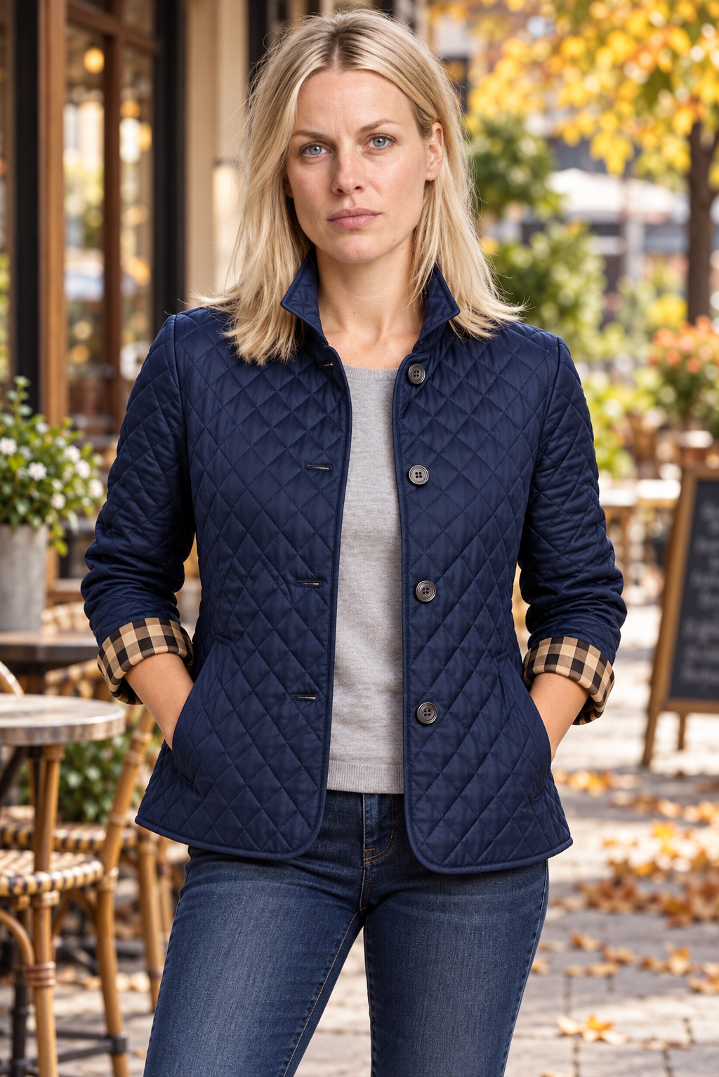 Jelena | Diamond-Quilted Button-Front Jacket
